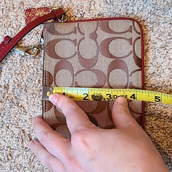 🎉HP🎉 Coach Wristlet Bundle, Wool herringbone, Red and Tan Coach Design - Picture 7 of 13
